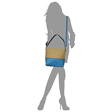 Straw Colorblock 2-in-1 Shoulder Bag