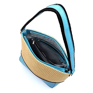 Straw Colorblock 2-in-1 Shoulder Bag