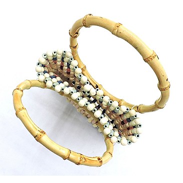 Bamboo Top Handle Beaded Tote