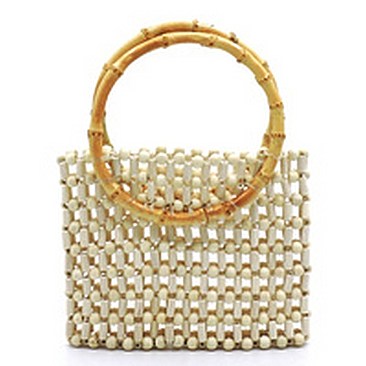 Bamboo Top Handle Beaded Tote