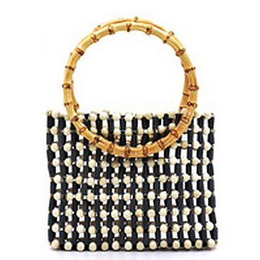 Bamboo Top Handle Beaded Tote