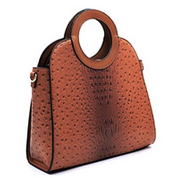 Ostrich Croc Round Top Handle