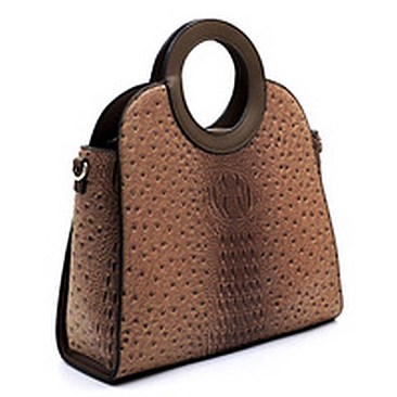 Ostrich Croc Round Top Handle