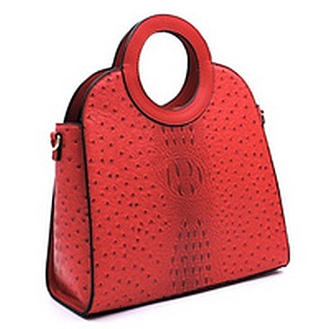 Ostrich Croc Round Top Handle