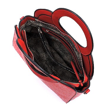 Ostrich Croc Round Top Handle