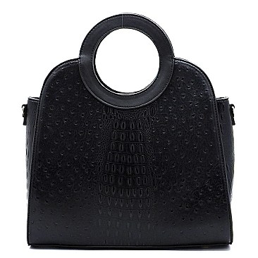 Ostrich Croc Round Top Handle