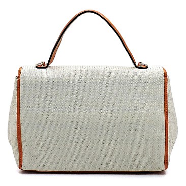 Straw Neon Trimmed Satchel