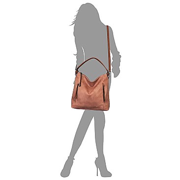 Front Zip Pocket Shoulder Bag Hobo