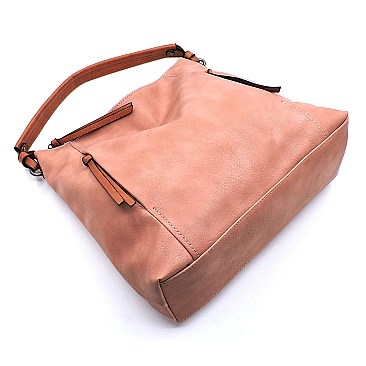 Front Zip Pocket Shoulder Bag Hobo