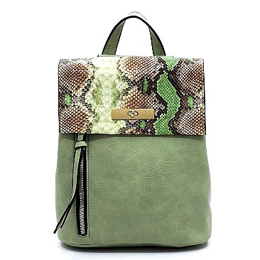 Medium Snake Print Convertible Backpack Shoulder Bag