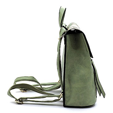 Medium Snake Print Convertible Backpack Shoulder Bag
