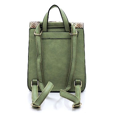 Medium Snake Print Convertible Backpack Shoulder Bag