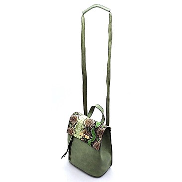 Medium Snake Print Convertible Backpack Shoulder Bag