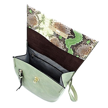 Medium Snake Print Convertible Backpack Shoulder Bag