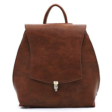 Fashion Push Lock Flap Convertible Backpack