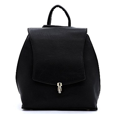 Fashion Push Lock Flap Convertible Backpack
