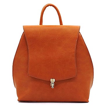 Fashion Push Lock Flap Convertible Backpack