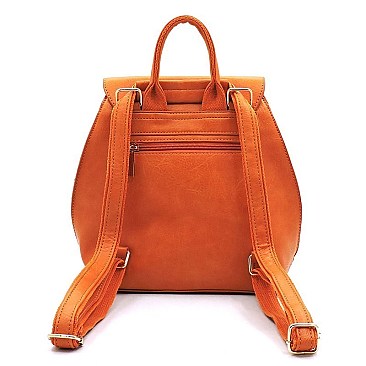 Fashion Push Lock Flap Convertible Backpack