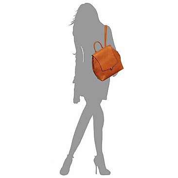 Fashion Push Lock Flap Convertible Backpack
