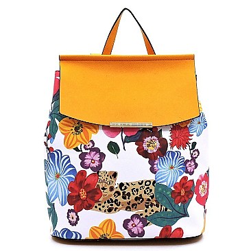 Convertible Flower Leopard Backpack