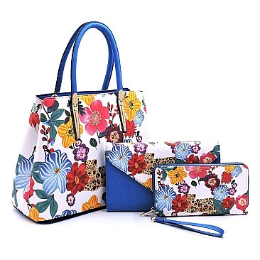 3-in-1 Flower Leopard Top Handle Satchel