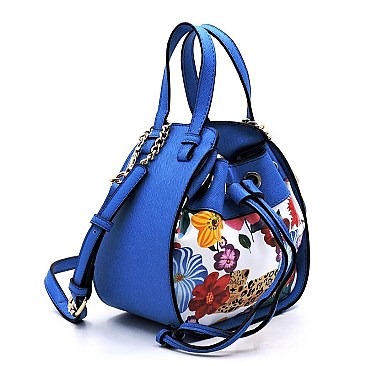 ConvertibleFlower Leopard Drawstring Satchel/Tote Bag