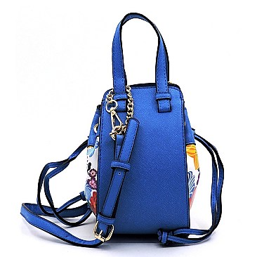 ConvertibleFlower Leopard Drawstring Satchel/Tote Bag