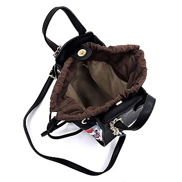 ConvertibleFlower Leopard Drawstring Satchel/Tote Bag