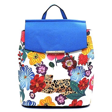 Convertible Flower Leopard Backpack