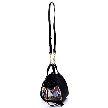 ConvertibleFlower Leopard Drawstring Satchel/Tote Bag