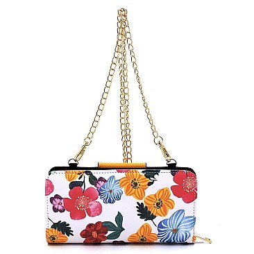 Turn Lock Flower Leopard Crossbody Wallet