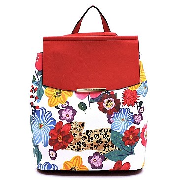 Convertible Flower Leopard Backpack