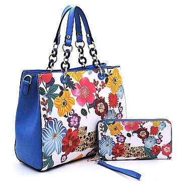 2-in-1 Flower Leopard Print Satchel