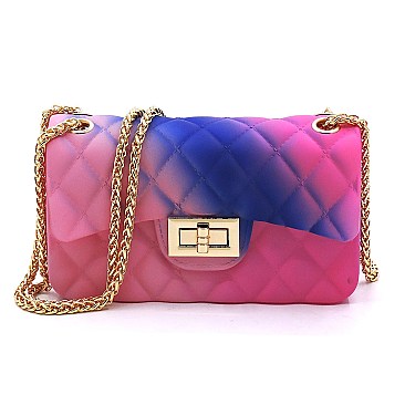 Quilt Embossed Multi Color Jelly Classic Shoulder Bag