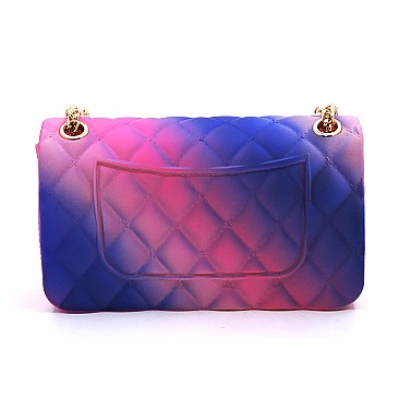 Quilt Embossed Multi Color Jelly Classic Shoulder Bag