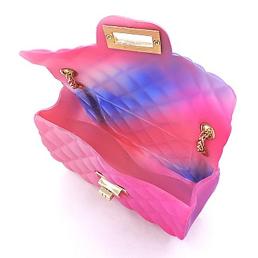 Quilt Embossed Multi Color Jelly Classic Shoulder Bag