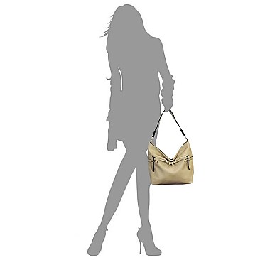 Front Zipper 2-in-1 Bucket Shoulder Bag