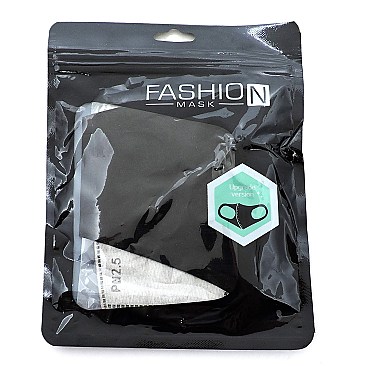 Pack of 10 Fashion Cotton Mask with PM2.5 Filter (Black)