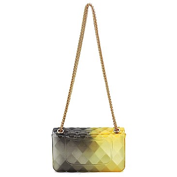 Quilt Embossed Multi Color Jelly Classic Shoulder Bag