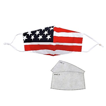 Pack of 10 Fashion Cotton US FLAG Mask with PM2.5 Filter