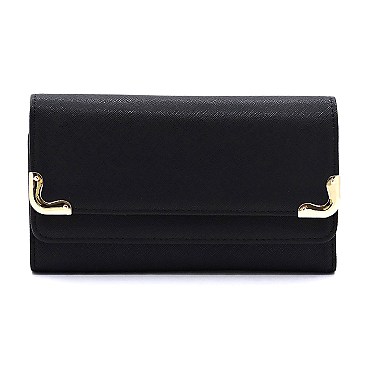 Saffiano Tri-fold Clutch Cell Phone Wallet