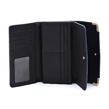 Saffiano Tri-fold Clutch Cell Phone Wallet