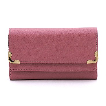 Saffiano Tri-fold Clutch Cell Phone Wallet