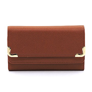 Saffiano Tri-fold Clutch Cell Phone Wallet