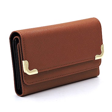 Saffiano Tri-fold Clutch Cell Phone Wallet