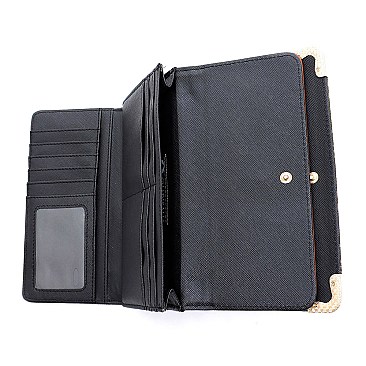 Saffiano Tri-fold Clutch Cell Phone Wallet