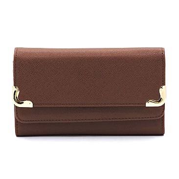 Saffiano Tri-fold Clutch Cell Phone Wallet