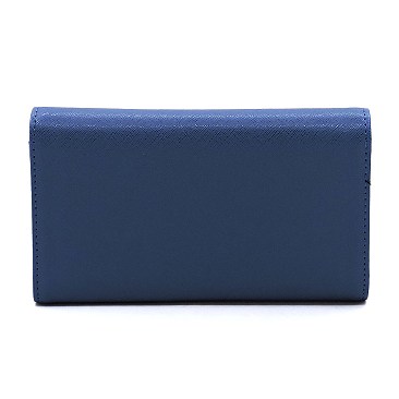 Saffiano Tri-fold Clutch Cell Phone Wallet