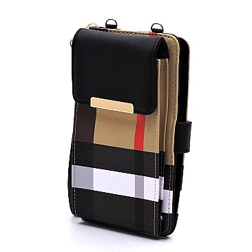 Tartan Plaid Check Bifold Wallet Crossbody Cell Phone Case