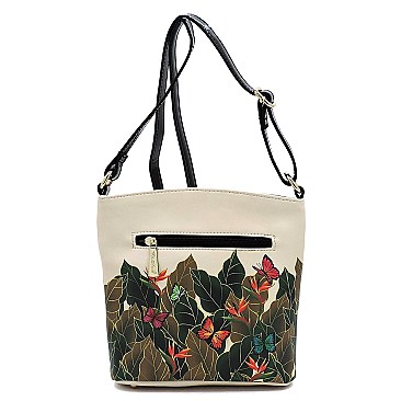 Multi Compartment Frida Kahlo Flower Crossbody Bag